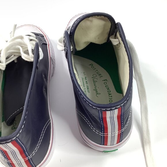 PF Flyers Navy High-Top Sneakers Faux Leather Rubber Toe Caps W8 M6.5 - Picture 7 of 8